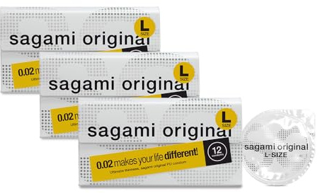 Sagami Original 0,02 mm große, superdünne Kondome, super stark, latexfrei, 36 Stück