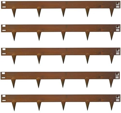 UNIGARDIA Bordura Corten per Giardino in Metallo per Prato 5 m - Bordatura Aiuole Giardino Alta 150 mm - Bordure per Aiuole Flessibile, Corten