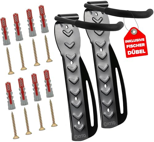 Kyto Fahrrad Wandhalterung 2er-Set | Rad Wandhalterung bis 30 kg | für E-Bike, MTB & Rennrad | Fahrrad Halterung inkl. Montagematerial für Garage, Keller