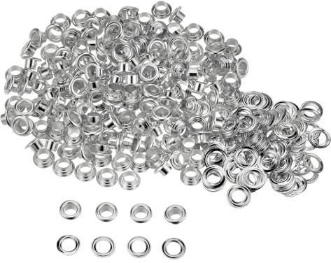 QUARKZMAN Kit de 300 Ojales Metálicos para Remaches de 4.5mm 3/16 con Arandelas para Zapatos Ropa Cinturones Etiquetas Bolsas Tela Cuero Y Proyectos de Bricolaje Tono Plateado