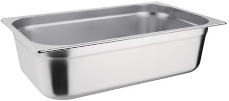 CateringBase Ltd Gastronorm Pan 1/1, Stainless Steel Tray, Depth: 150 mm, Capacity: 20 litres, Commercial Kitchen Hot and Cold Food Storage Container, Bain Marie Compatible