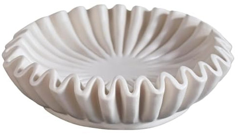 Closer Cuenco con volantes acanalados, decoración del hogar para sala de estar, mesa de café, estantería y consola, pequeño, fácil de instalar