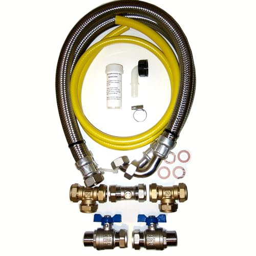 Water Softener Installation Kit 22mm / 800mm Stainless Steel Hoses