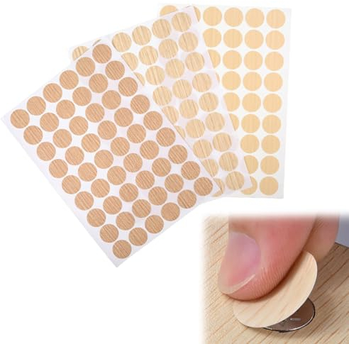 3 PCS Schraubenloch Abdeckungsaufkleber in Holzoptik, Schraubenabdeckung Selbstklebend, Furnier Selbstklebend, 162 Stück, 21 mm, Eiche-hell, Möbel Renovierungszubehör