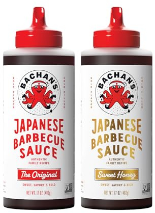 Bachan's Japanese Barbecue Sauce 2 Pack - 1 Original, 1 Sweet Honey - BBQ Sauce for Wings, Chicken, Beef, Pork, Seafood, Noodles, and More. Non GMO, No Preservatives, BPA free