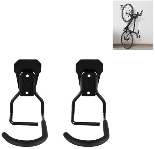 CRSUSUKJ 2er-Pack Fahrradhalter, Vertikale Fahrradhaken, Wandhaken Garage, Schwerlast Garagenhaken, Cycling Parkinghook, Garagenhaken, Fahrrad Haken, Fahrrad Wandhalterung,Stahl Fahrrad Wandhalterung