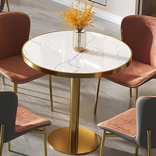 Runder Bar-Bistro-Hochtisch mit weißer Marmorplatte, Cocktail-Pub-Tisch für Küche, Esszimmer, Bistro-Cocktail, runder Cocktail-Hoher Pub, kleiner Frühstücks-Bartisch / Freizeittische(Size:55x75cm)