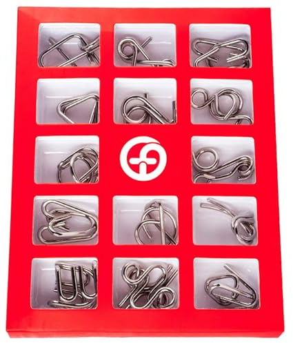 Xrten 15 Piezas Rompecabezas de Metal, 3D Rompecabezas IQ, Mini Rompecabezas Niños, Juegos de Ingenio Metalicos, Regalo para Adultos, Niños, Adolescentes