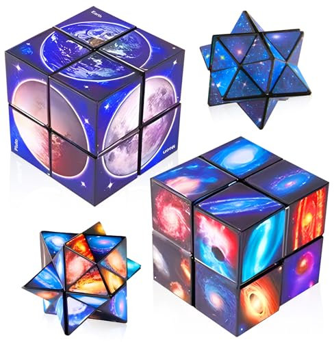 2 in 1 Sternenklarer Himmel Zauberwürfel, Spielzeug Jungen Magic Cube Set 3D Puzzle Würfel Puzzle Zauberwürfel Cube Stressabbau Spielzeug für Kinder Erwachsene