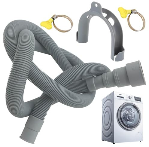 Waschmaschinenschlauch – Waschmaschinen-Ablaufschlauch – verdickte Ablaufschlauchverlängerung mit Klemme, gewellte und flexible Waschmaschinenschläuche mit U-förmigem Haken für einfache Installation