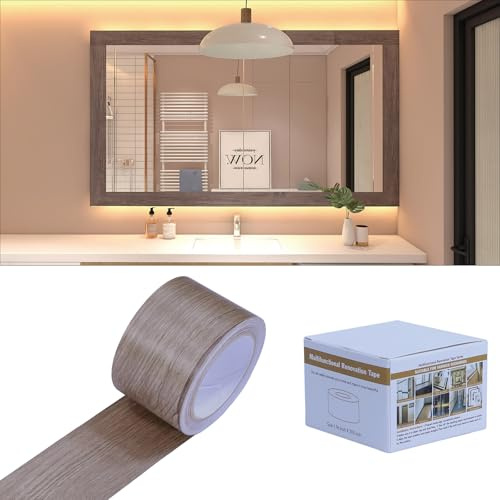 FEILAYS Cinta adhesiva con aspecto de madera, cenefa autoadhesiva de PVC, decoración de pared, extraíble, autoadhesiva, para cocina, baño, puerta, borde, pegatinas, papel pintado, 5 cm x 10 m