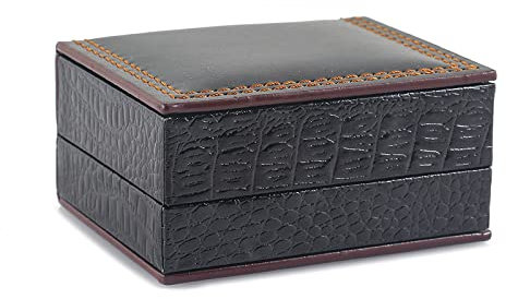 Windmilne Manschettenknopf-Box, Manschettenknopf-Schmuckkästchen, PU-genähter Rand, Manschettenknopf-Box, Kunststoffklappe für Hochzeiten und Geschäfte (Schwarz, 8,2 x 6,8 x 4 cm)