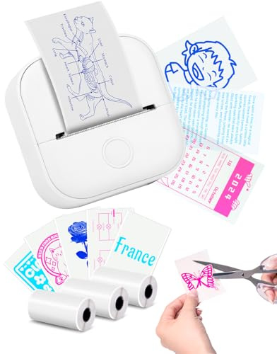 Memoking T02 Mini Drucker Mini Fotodrucker Tragbarer Mini Thermodrucker | Bluetooth Tiny Printer für Jungen & Mädchen, Mini Printer für Studie Grafik, Anatomisches Diagramm, Foto,Geschenke, Weiß