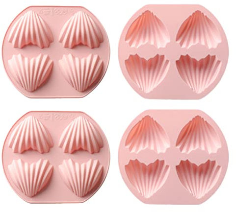 MAGICLULU Moule À Gâteau Silicone 4 Cavités En Forme De Cœur Moule À Madeleine Antiadhésif Pour Pâtisserie Maison Et Facile À Nettoyer