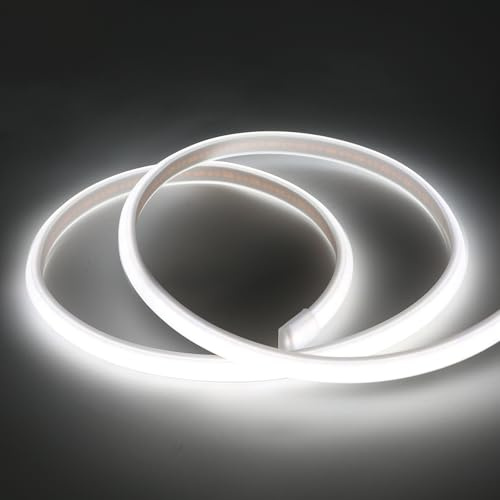pcning COB LED Streifen 230V Direktanschluss 1M 10 Watt 320leds Ohne Trafo, 1 Meter Frosted Light Band 6000K Kaltweiss mit Schalter (Kaltweiß, 1M)