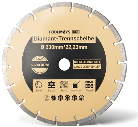 TOOLMAYS Diamanttrennscheiben 230mm | Diamantscheibe für Stein, Beton, Granit, Mauerwerk, Ziegel, Stahlbeton, Bohrung 22,23 mm