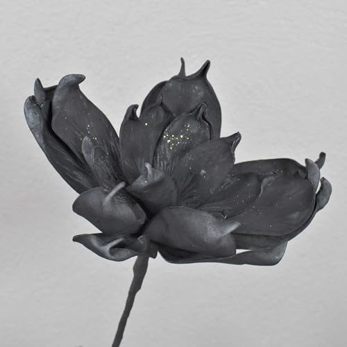 artplants.de Künstliche Magnolie AMILIE, Glitzer, schwarz, 30cm, Ø26cm | Kunststoff Magnolie