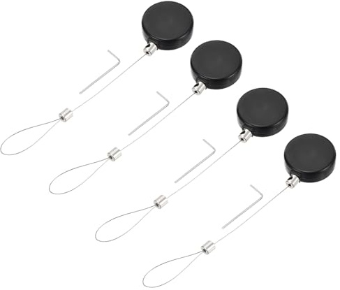 QUARKZMAN Blocco Cavo Retrattile da 1,8 ft con Chiusura a Leva Blocco di Sicurezza con Cordino Regolabile Antifurto per Laptop, TV, 200g, Nero, Confezione da 4
