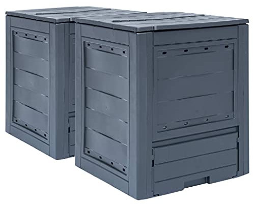 Maison et jardin, pelouse et jardin, jardinage, compostage, composteurs, composteurs de jardin, 2 pièces, gris, 60 x 60 x 73 cm, 520 L