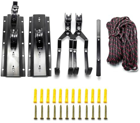 Juqoyue Garage Ceiling Bike Hoist System - Pulley Storage with Bike Hangers, Efficient Space-Saving Mount for Bicycles