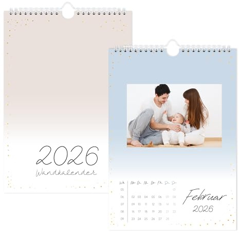 Fotokalender 2026 zum Selbstgestalten - Bastelkalender 2026 von Janury bis Dezember, Kalender 2026 Familienplaner, DIN A4 Kalender für 10x15 cm Fotos