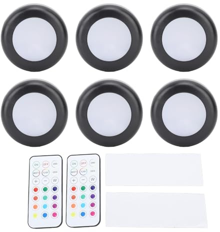 YWBL-WH Luces de Disco RGB LED Función de Temporizador Inferior Debajo de los Armarios Ligera para el Armario, Palo Inalámbrico que Funciona con Batería en la Luz para la Sala de Estar de la Cocina