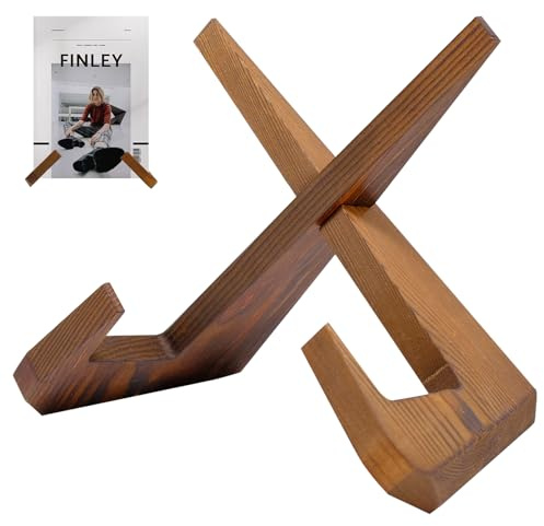 Mudoulu Wooden Plate Stand for Display, 8.8 Inch Decorative Wood Easel, Tabletop Holder for Plaques, Photo Frames, Books & Decor, Rustic Desktop Display Stand (8.8 Inch)