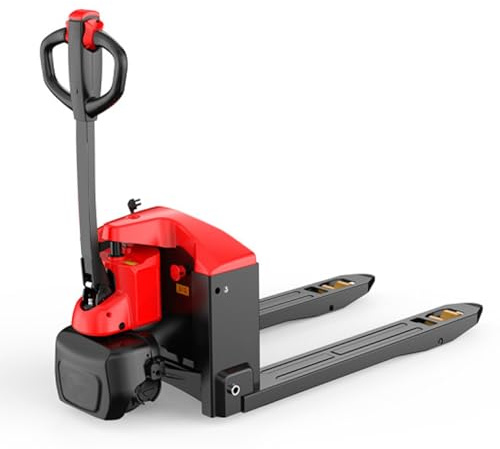 Transpaleta Eléctrica 1500kg, Carro Palet Motorizado, Mesa Elevadora Hidráulica, para Almacenes y Transporte(Red,22in/56cm)