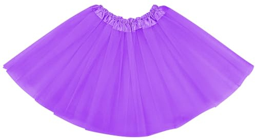 AYBUY Tutu Elastico Tul 30 CM de Longitud para niña, Faldas de Baile de Ballet de Tul 3 Capas, NiñA Estrella Fiesta Baile Ballet Tutú Falda para Danza Rendimiento Fiesta, Carnaval, Púrpura