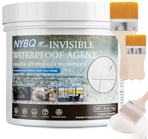 NYBQ 1KG Transparente Wasserdichte Beschichtung, Dichtungsmasse Wasserdicht, Flüssige Wasserdichte Versiegelung Unsichtbare Dichtmasse, Leck Wasserdichter, für Wand, Badezimmer, Innen und Außen