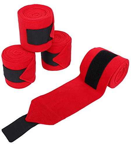 CUOFYUNL 4 Piezas Vendaje Grueso para Pata de Caballo Accesorios de Envoltura de Lana Transpirable Antideslizante Rojo