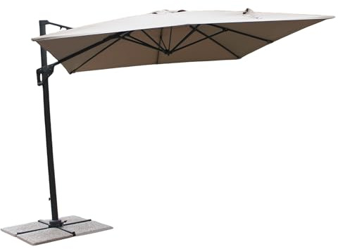 BS COM Ombrellone da giardino a braccio laterale quadrato 3x3 m in alluminio - CORONVEX Taupe