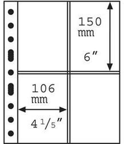 Leuchtturm Kunststoffhüllen Grande, 4er Einteilung für Postkarten, schwarz