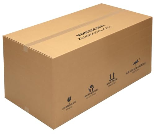 KK Verpackungen Versandkartons 1200 x 600 x 600 mm Braun 2-wellig (Innenmaß 1186 x 586 x 575 mm) | 15 Stück, Große Faltkartons Kartons geeignet für Versand als DHL Paket (KK01)