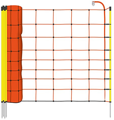 50m Elektrozaun-Netz, Schafzaun, 90cm, 1 Spitze, orange Litze