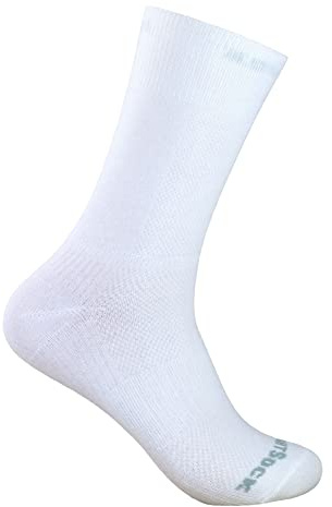 Wrightsock - 1 Paar Herren/Damen Profi Sportsocke, Laufsocke, Modell Coolmesh II in Weiß, Anti-Blasen-System, doppellagig, Crew (wadenhoch), Gr. L
