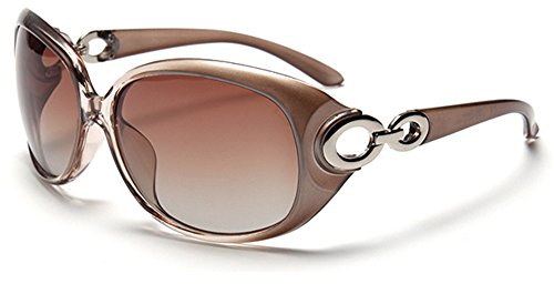 BLDEN Sonnenbrille polarisiert für Frauen, Anti-Reflexion 100% UV Augenschutz Stilvolle Ovale Brille Großen Rahmen,Braun Gl3116-champagne