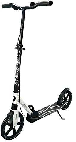 Best Sporting Scooter Erwachsene und Kinder I klappbarer Roller mit Ständer, Handbremse, Klingel und Federung I weiß - schwarz I City-Roller für Erwachsene I Tretroller mit Rollengröße 230 mm