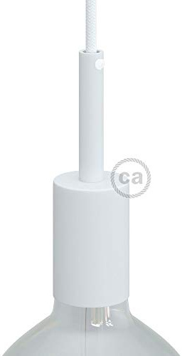 creative cables - Kit portalampada E27 cilindrico in Metallo con serracavo da 7 cm - Bianco Opaco