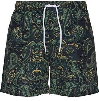 Urban Classics Badbyxor för män, Paisley badshorts, badshorts för män med paisley-tryck, storlekar S – XXL, Paisley, L