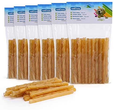 Nobleza - Kaustangen Hund zur Zahnpflege, Größe 125 mm x 10 mm, Kausticks für hunde 100% Natürlich 120er-Pack, Niedrig in Fett, Hoch in Protein, Keine künstlichen Zusatzstoffe