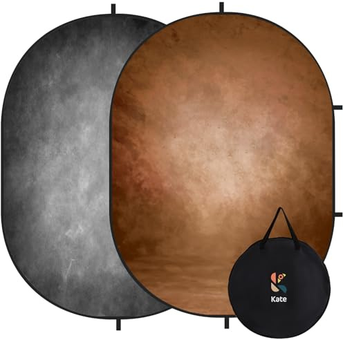 Kate Collapsible Backdrop Pop Up Photo Backdrops Grey Brown Portable Background for Portrait Photography, for Video Conference, for Live Stream, 5x6.5ft | Collapsible Backdorp 5'x6.5' Grey Brown Pop Up Backdorps for Self-Tape Auditions,Photography,Live Streaming.