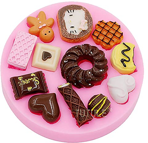 Jansowin Cute Mini Candy Cookies Silicone Mold Set Crafting Tool Projects Epoxy Fondant Pendant Cake Topper Decoration Desserts Jelly Shots Gum Paste Resin Pudding Crystal Trinket Jello, One Size