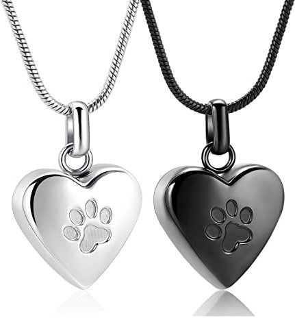 Collier funéraire pour cendres d'animaux de compagnie - Pendentif en forme de cœur - Pour animal de compagnie, chien, chat, Acier inoxydable, Pas de gemme