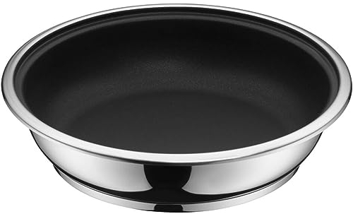 WMF Click&Serve Poêle à frire à induction 24 cm, sans poignée en acier inoxydable, anti-rayures, revêtement en acier inoxydable Cromargan, passe au four, convient à tous les types de cuisinières