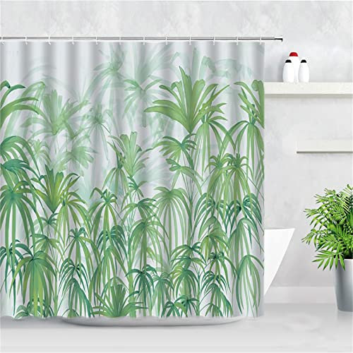 Jqynn Duschvorhang für Eckdusche und Kleine Badewanne, Bad Vorhang Textil aus Polyester Stoff Schimmelresistent Wasserabweisend und Waschbar, Wald， 230x180cm mit Duschvorhangringen Shower Curtains