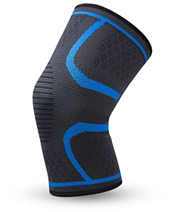 Knitted Nylon Sports Knee Pads, Men's And Women's Autumn And Winter Fitness Knee Pads For Badminton Running, Outdoor Mountaineering Warm Knee Pads (Color : Dark blue, Size : L)