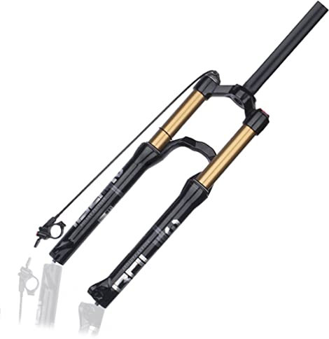 QHIYRZE MTB Luft Gabel 24 Zoll Fahrrad Federgabel Federweg 120mm Manuell/Fernbedienung Lockout Gerades Rohr Vorderradgabel QR 9mm(24'' Remote)