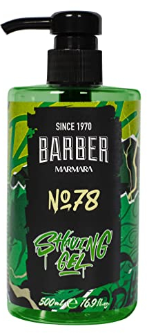 barber marmara MARMARA Rasiergel Männer No.78 - Herren transparent 500ml - Shaving Gel Men - für eine präzise Rasur der Bartkonturen - optimales Gleiten - Kühlt die Haut - mit Pumpenspender