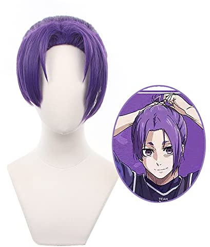 Anime Cosplay Perücke für Blue Lock Bachira Meguru Cosplay Perücke kurzes schwarzes gelbes Haar mit gratis Perückenkappe (Reo Mikage)